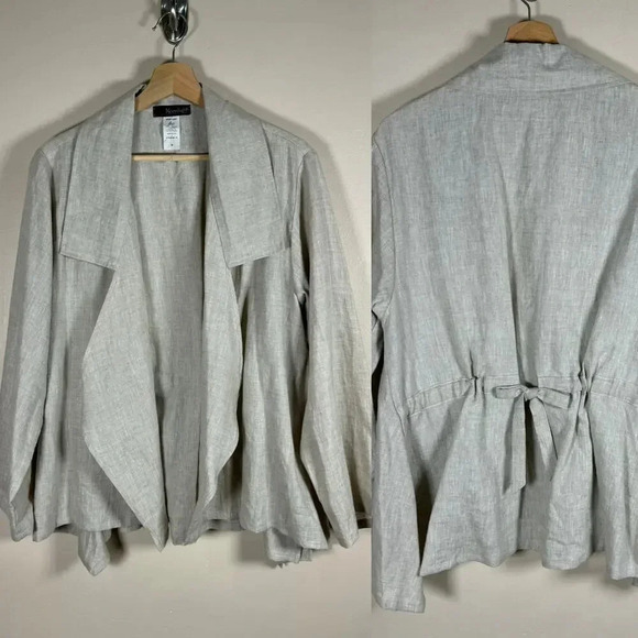 Moonlight Y & S Open front 100% Linen Cream Blazer Lagenlook made in USA Medium - Picture 1 of 11